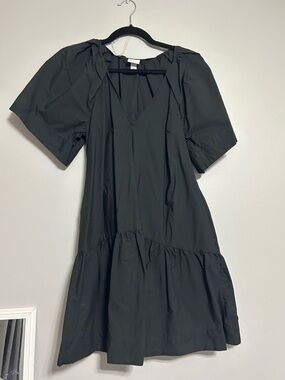 a new day Black Puff-Sleeve V-Neck Mini Dress